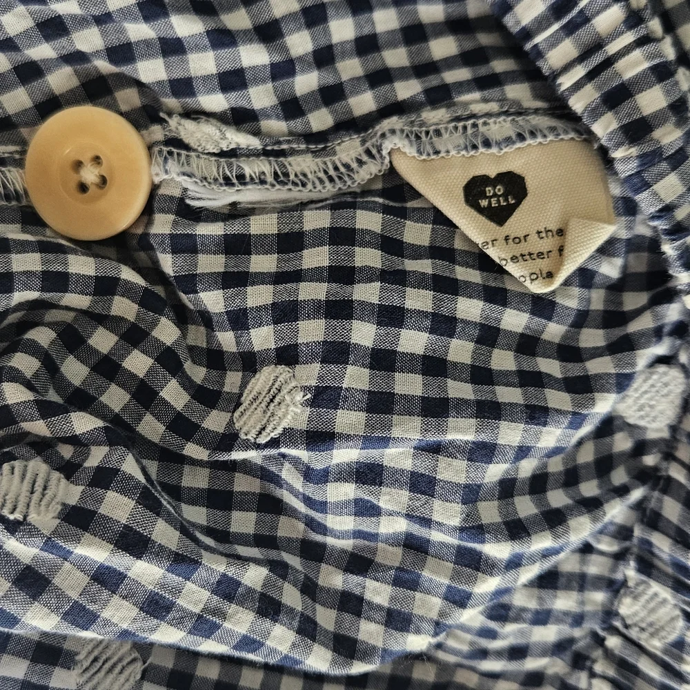 Madewell Embroidered Button-Back Shirt in Gingham Check Navy/White Size Medium - Picture 7 of 8